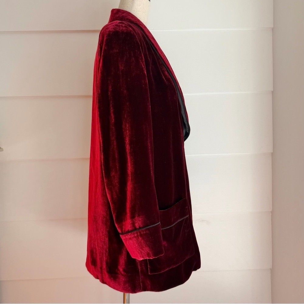 Vintage Tommy Hilfiger Red Velvet Smoking Jacket size 8 - Picture 3 of 8